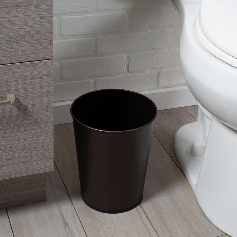 Bath Bliss 5 Liter Small Wastebasket | Round Open Top | Trash Can | Bathroom | Bedroom | Kitchen | Office | Dorm | Disposal Waste Bin | Garbage | Oil Rubbed Bronze - Image 2